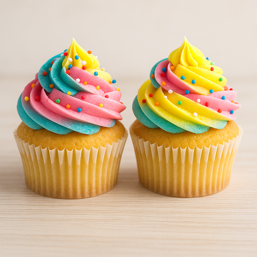 Cupcakes de Baunilha com Buttercream Colorido
